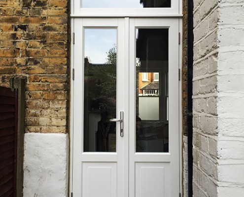 Timber french door in white